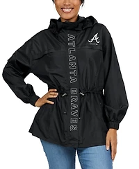 Wear by Erin Andrews Women's Black Atlanta Braves Full-Zip Windbreaker Hoodie Jacket