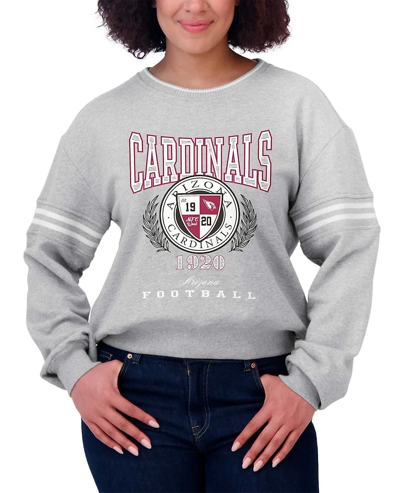 Wear by Erin Andrews Women's Heather Gray Arizona Cardinals Cropped Pullover Sweatshirt