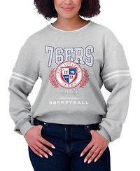 Wear by Erin Andrews Women's Heather Gray Philadelphia 76ers French Terry Pullover Sweatshirt