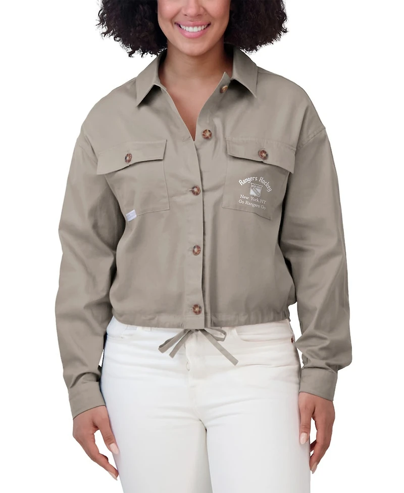 Wear by Erin Andrews Women's Gray New York Rangers Cinched Button-Up Jacket