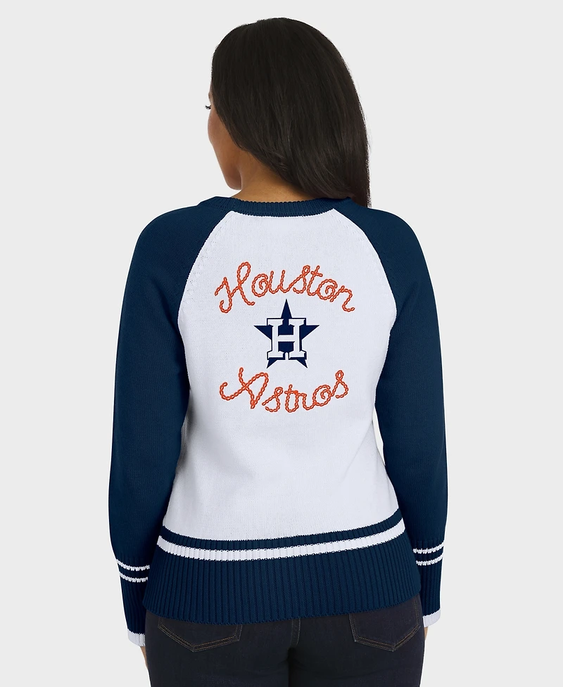 Wear by Erin Andrews Women's White Houston Astros Color block Raglan Sweater