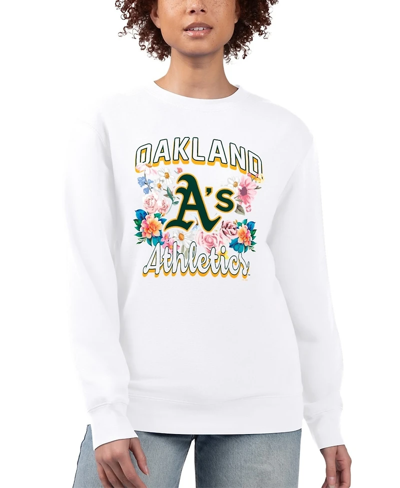 G-iii 4Her by Carl Banks Women's White Athletics Flowers Graphic Pullover Sweatshirt