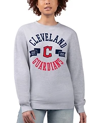 G-iii 4Her by Carl Banks Women's Heather Gray Cleveland Guardians Team Logo Fleece Pullover Sweatshirt