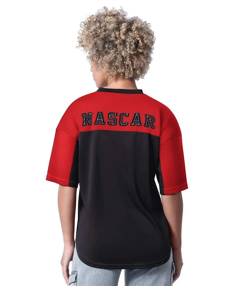 G-iii 4Her by Carl Banks Women's Black Nascar Merchandise Key Plan Ii V-Neck Rhinestone T-Shirt