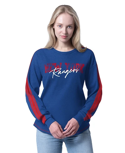 G-iii 4Her by Carl Banks Women's Blue New York Rangers Advantage Thermal Long-Sleeve Tri-Blend T-Shirt
