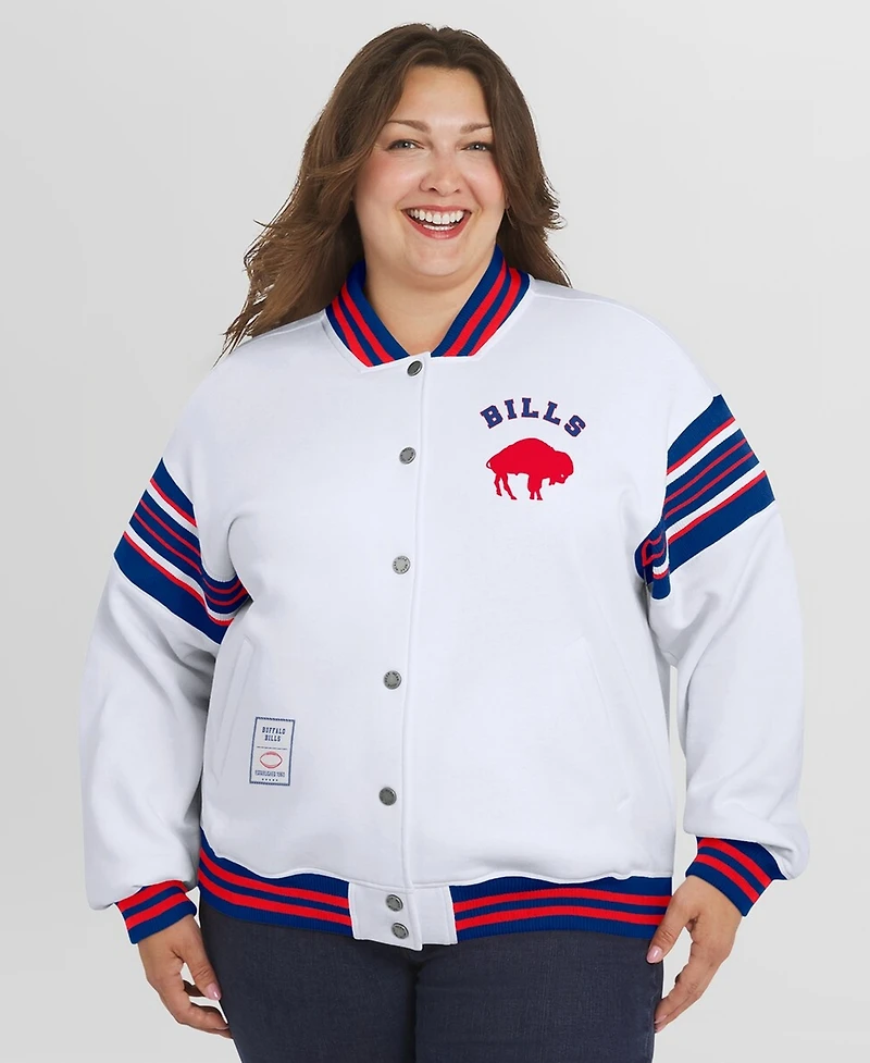 Wear by Erin Andrews Women's White Buffalo Bills Plus Full-Snap Fleece Sweatshirt Jacket