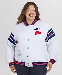 Wear by Erin Andrews Women's White Buffalo Bills Plus Full-Snap Fleece Sweatshirt Jacket