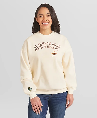 Wear by Erin Andrews Women's Cream Houston Astros Heavyweight Crew Neck Sweatshirt