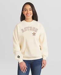 Wear by Erin Andrews Women's Cream Houston Astros Heavyweight Crew Neck Sweatshirt