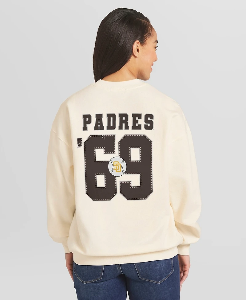 Wear by Erin Andrews Women's Cream San Diego Padres Heavyweight Crew Neck Sweatshirt