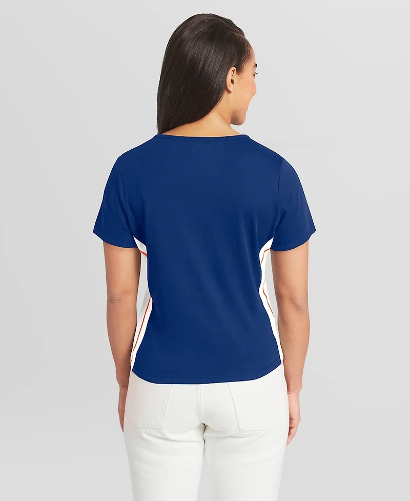 Wear by Erin Andrews Women's Royal New York Mets Notch Neck Cropped T-Shirt