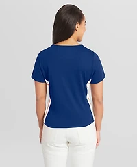 Wear by Erin Andrews Women's Royal New York Mets Notch Neck Cropped T-Shirt