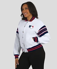 Wear by Erin Andrews Women's White Mlb Merchandise Full-Snap Fleece Sweatshirt Jacket