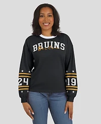 Wear by Erin Andrews Women's Black Boston Bruins Long-Sleeve Sport T-Shirt