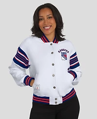 Wear by Erin Andrews Women's White/Blue New York Rangers Full-Snap Fleece Sweatshirt Jacket