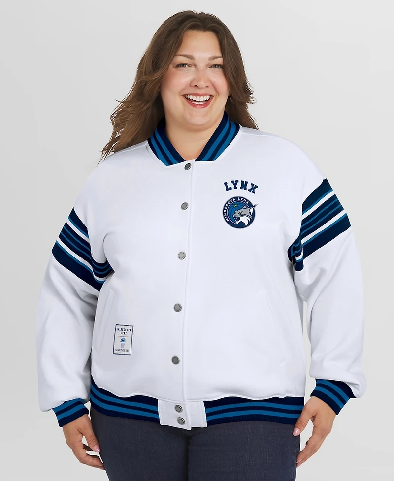 Wear by Erin Andrews Women's White/Black Wnba Full-Snap Fleece Sweatshirt Jacket