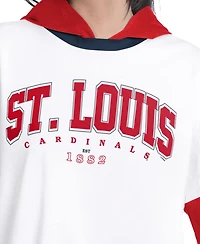 G-iii 4Her by Carl Banks Women's White/Red St. Louis Cardinals Key Player Oversized Hooded Long Sleeve T-Shirt