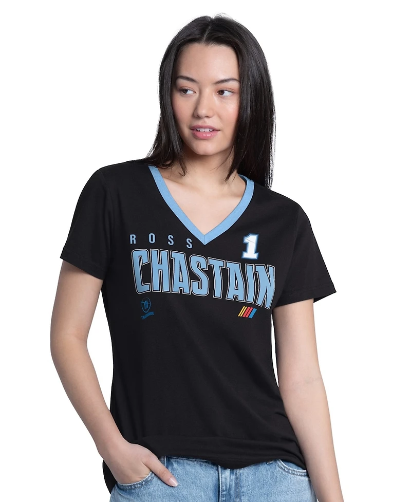 G-iii 4Her by Carl Banks Women's Black Ross Chastain Best Team V-Neck T-Shirt