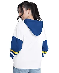 G-iii 4Her by Carl Banks Women's White/Royal Golden State Warriors Key Player Oversized Hooded Long Sleeve T-Shirt