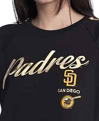 G-iii 4Her by Carl Banks Women's Black San Diego Padres Classic Play Cropped Raglan T-Shirt