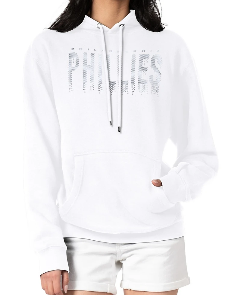 G-iii 4Her by Carl Banks Women's White Philadelphia Phillies Metallic Drop Fleece Hoodie