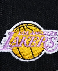 Mitchell & Ness Men's Black Los Angeles Lakers Hardwood Classics Old School Stacked Text Snapback Hat