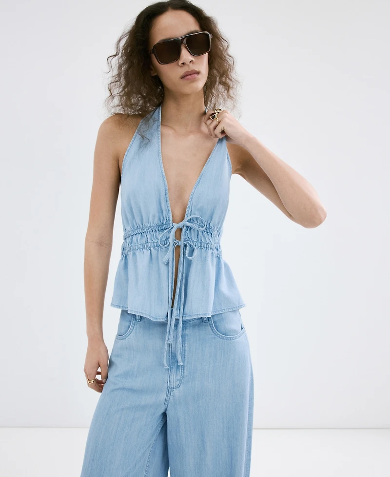 Mango Women's Mid-Rise Palazzo Jeans