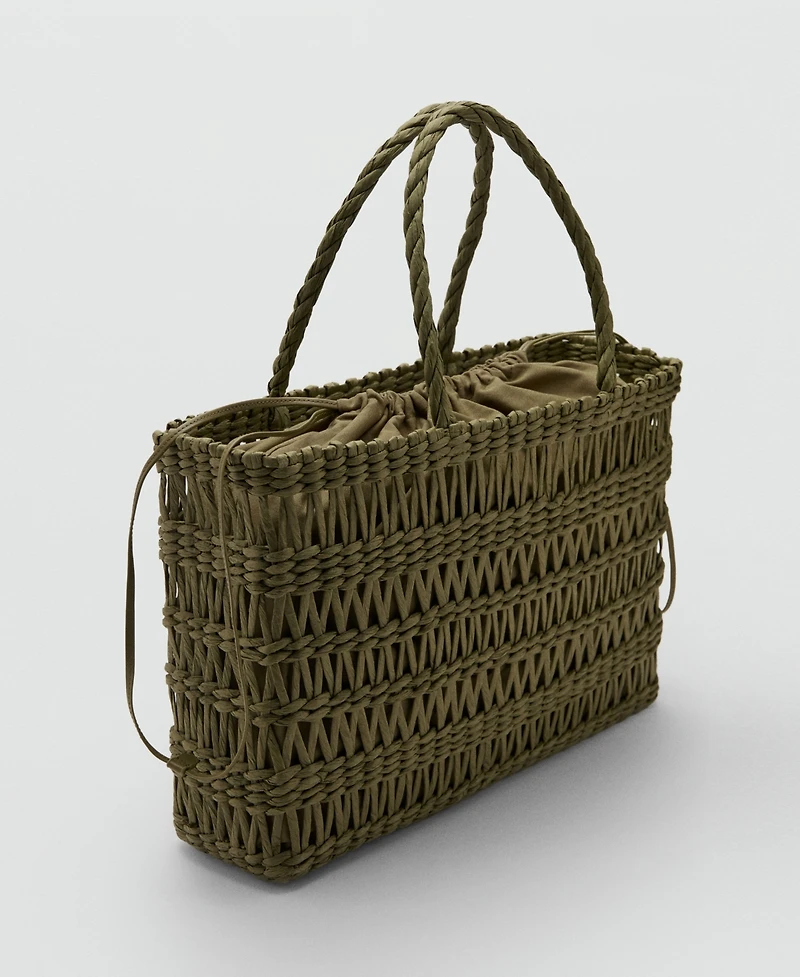 Mango Women's Natural-Fiber Tote Bag