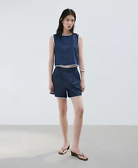 Mango Women's Contrast Trim Denim Shorts