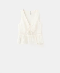 Mango Women's Contrasting Trim Lyocell Top