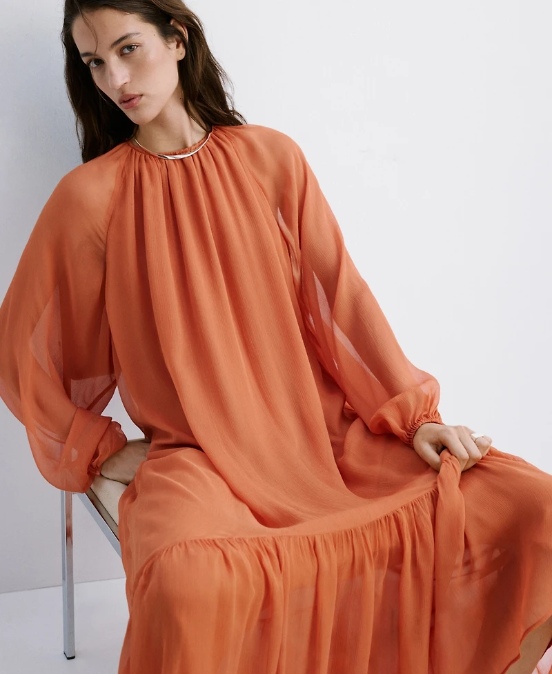 Mango Women's Ruffles Flowy Dress
