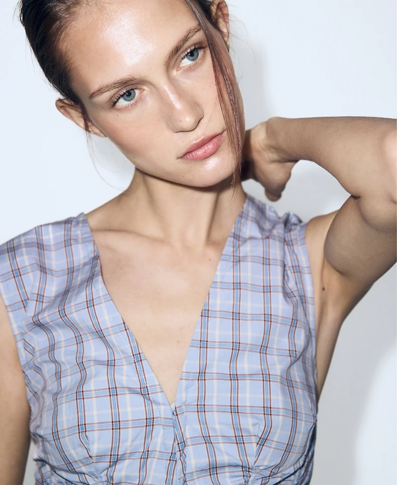 Mango Women's Ruched Detail Striped Blouse