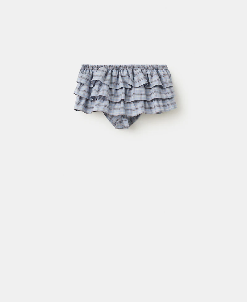 Mango Women's Ruffled Checkered Mini Shorts
