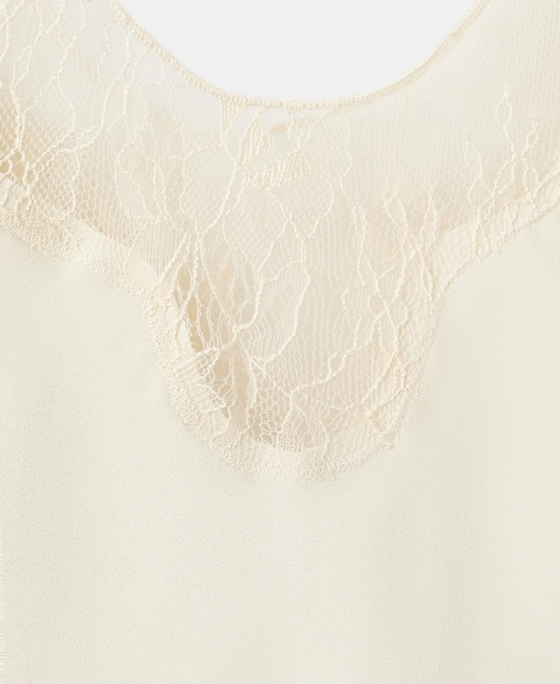 Mango Women's Satin Lace Top