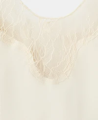 Mango Women's Satin Lace Top