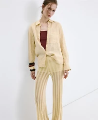 Mango Women's Wide-Leg Lace Knit Pants