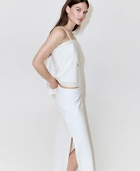 Mango Women's Lace Details Linen Skirt