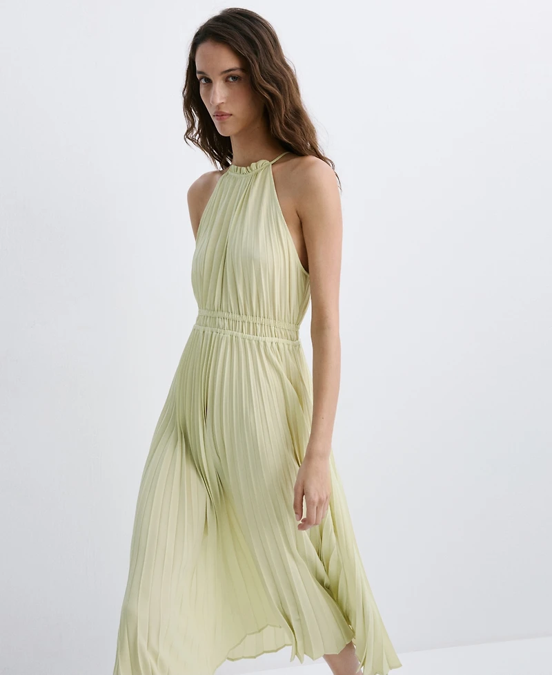 Mango Women's Pleated Halter Neck Dress