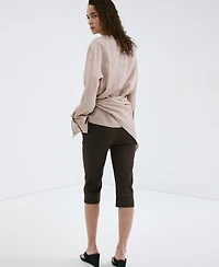 Mango Women's Linen Capri Pants