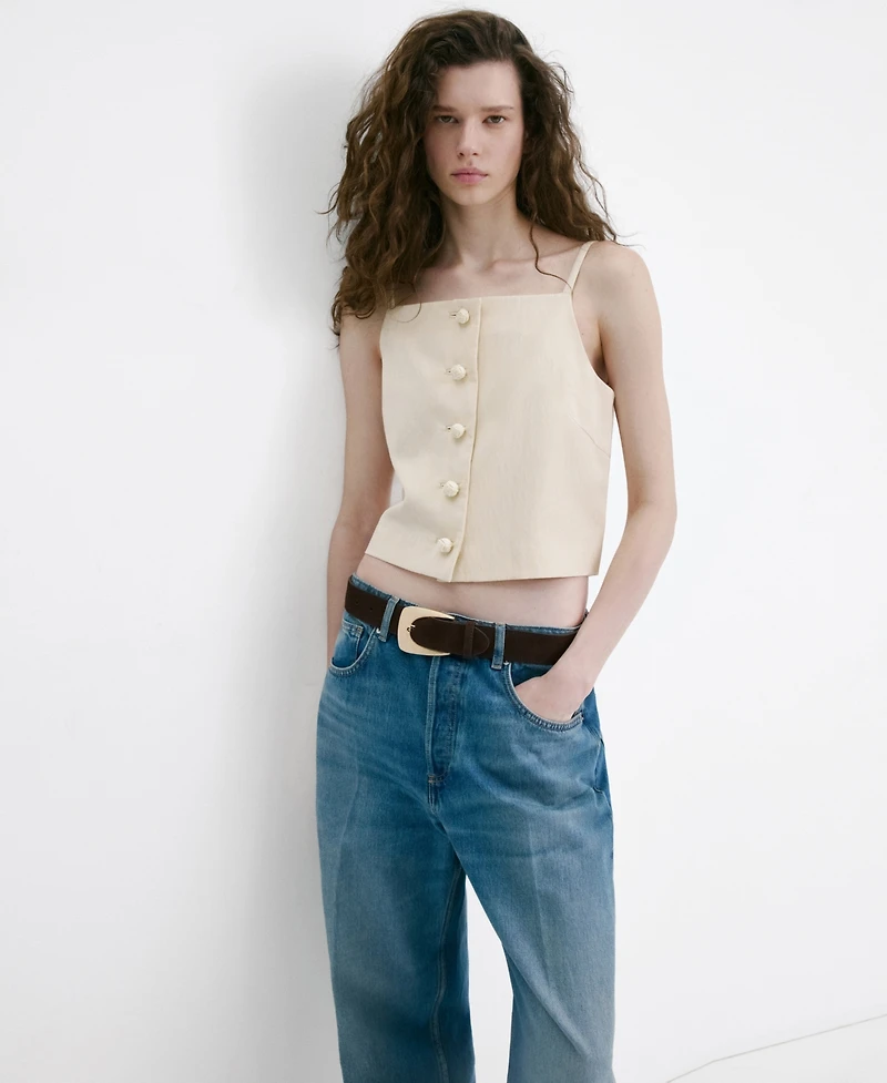 Mango Women's Lyocell Button Top