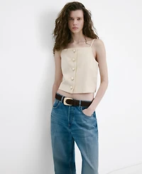 Mango Women's Lyocell Button Top