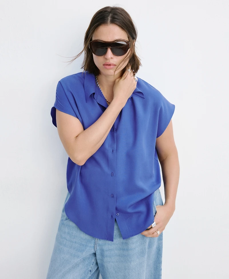 Mango Women's Short-Sleeved Lyocell Shirt