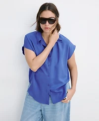 Mango Women's Short-Sleeved Lyocell Shirt