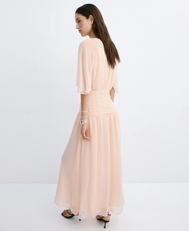 Mango Women's Ruched Chiffon Dress