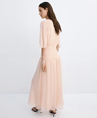 Mango Women's Ruched Chiffon Dress