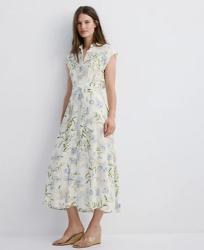 Mango Women's Floral-Print Shirt-Style Dress