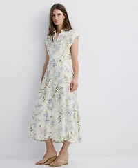 Mango Women's Floral-Print Shirt-Style Dress