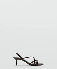 Mango Women's Straps Kitten Heel Sandals