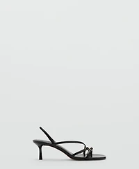 Mango Women's Straps Kitten Heel Sandals