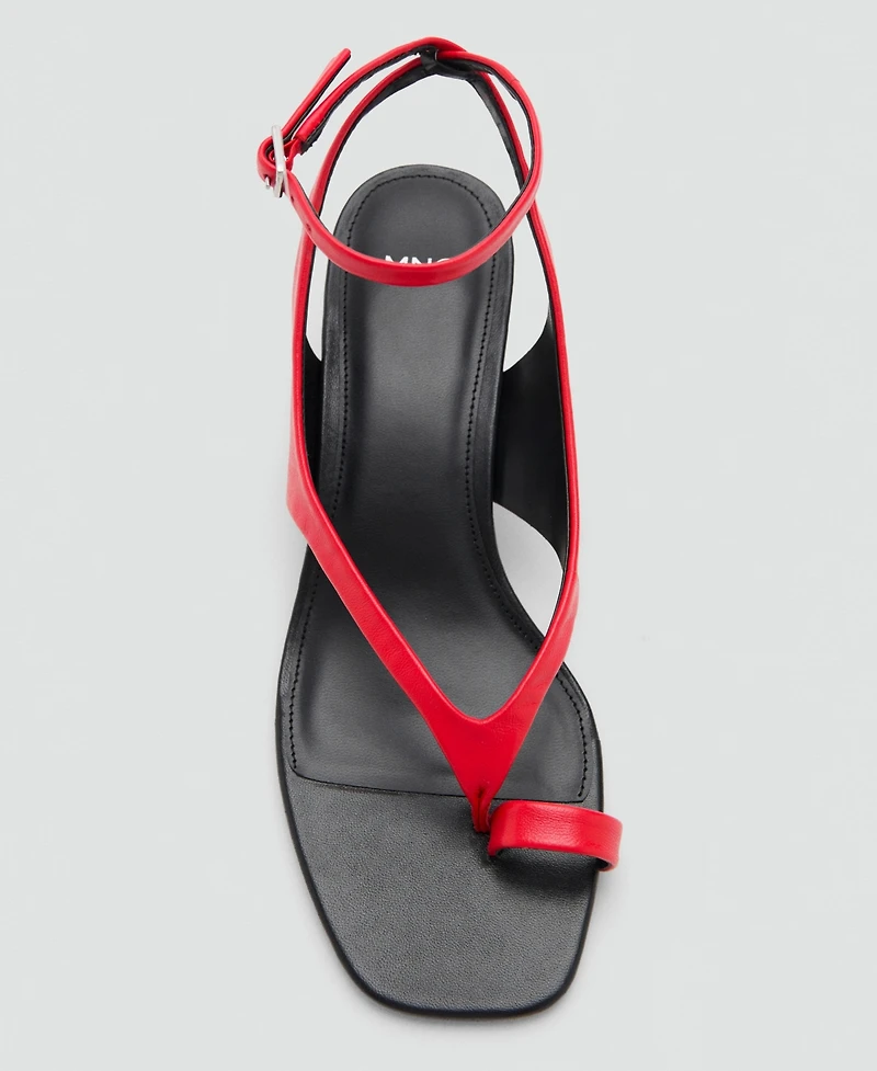 Mango Women's Straps Heeled Leather Sandals